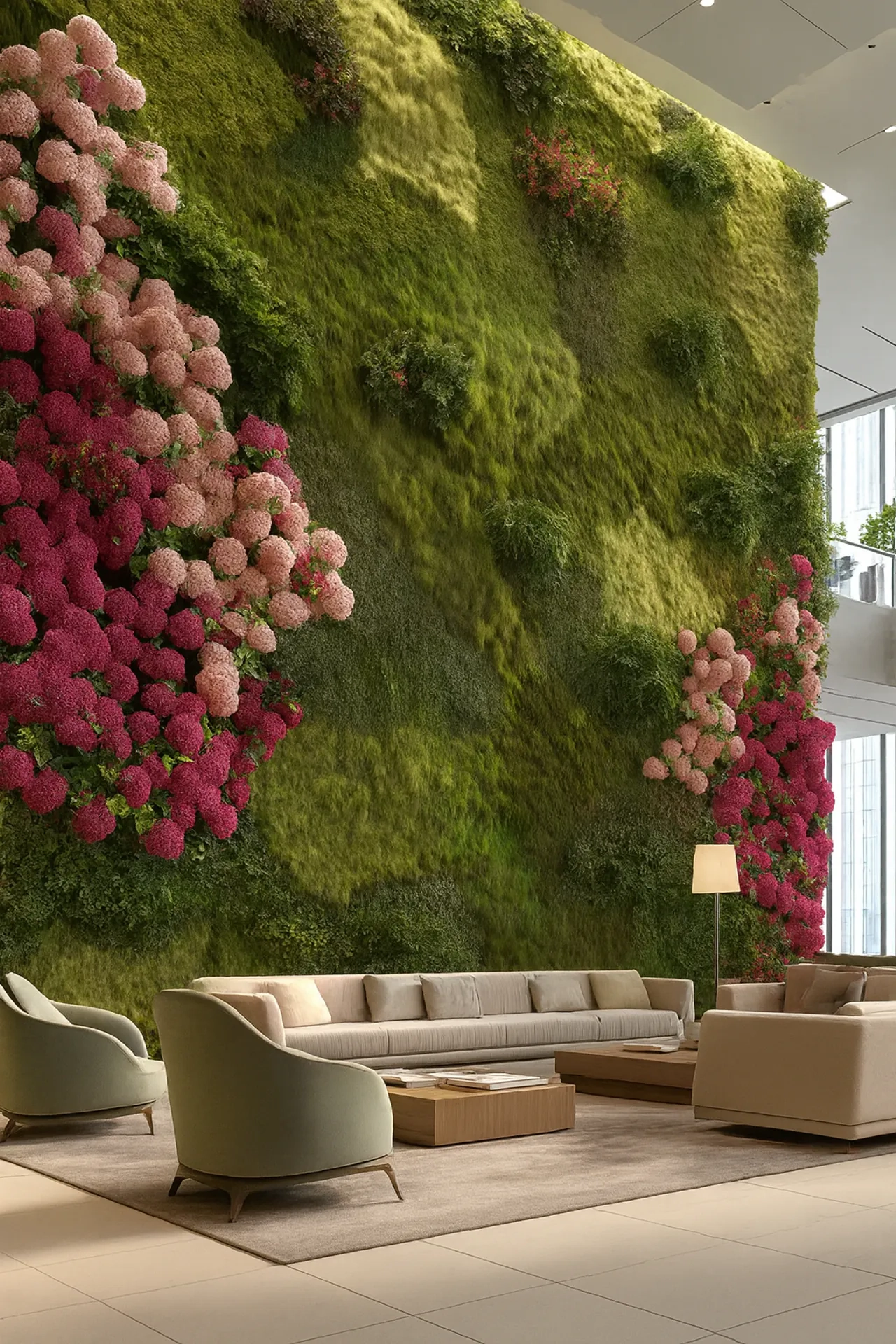 Blumenwand Empfang Büro — Wandbegrünung von MOOSMOOS