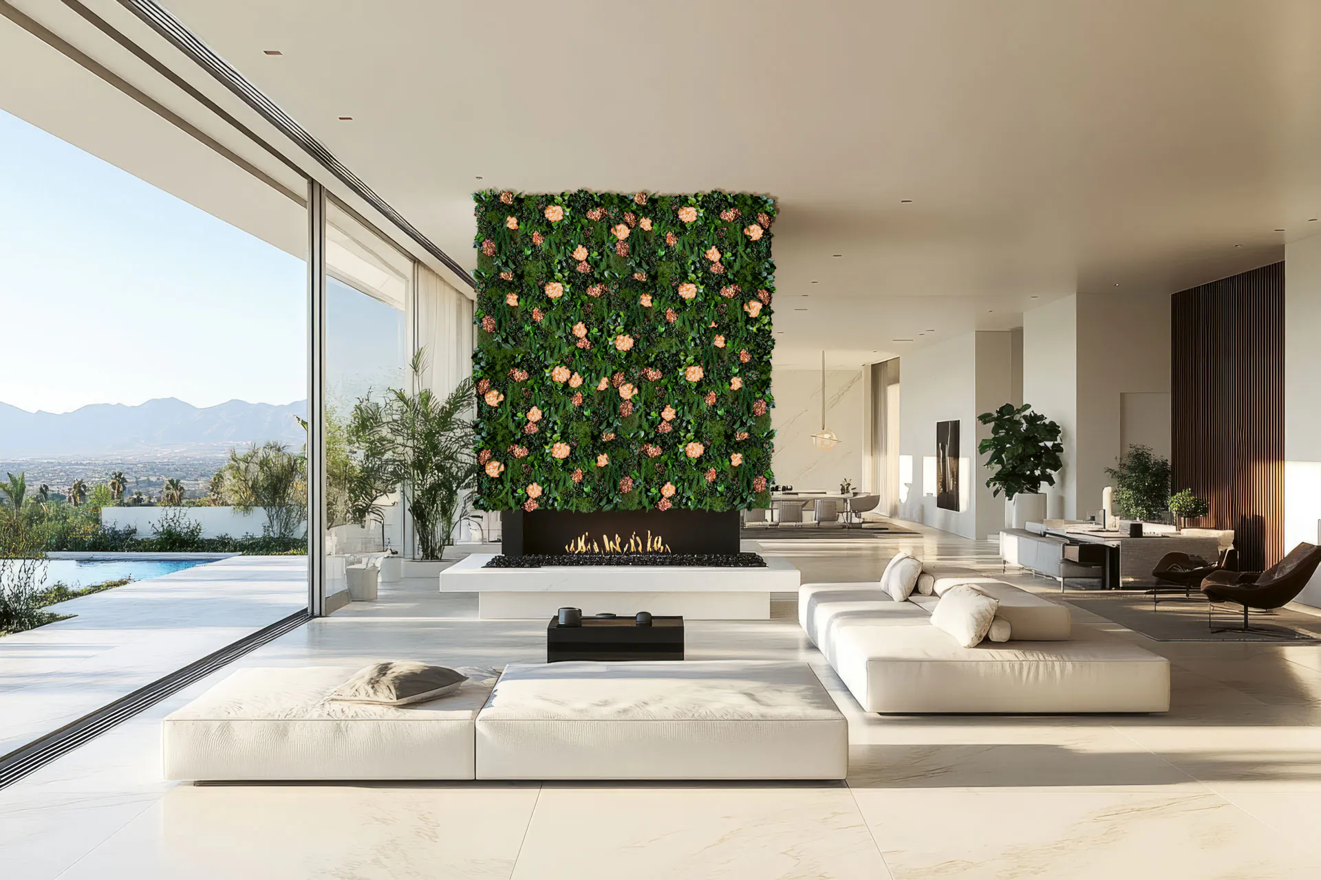 Blumenwand Luxus Wohnzimmer Feature Wall — Wandbegrünung von MOOSMOOS