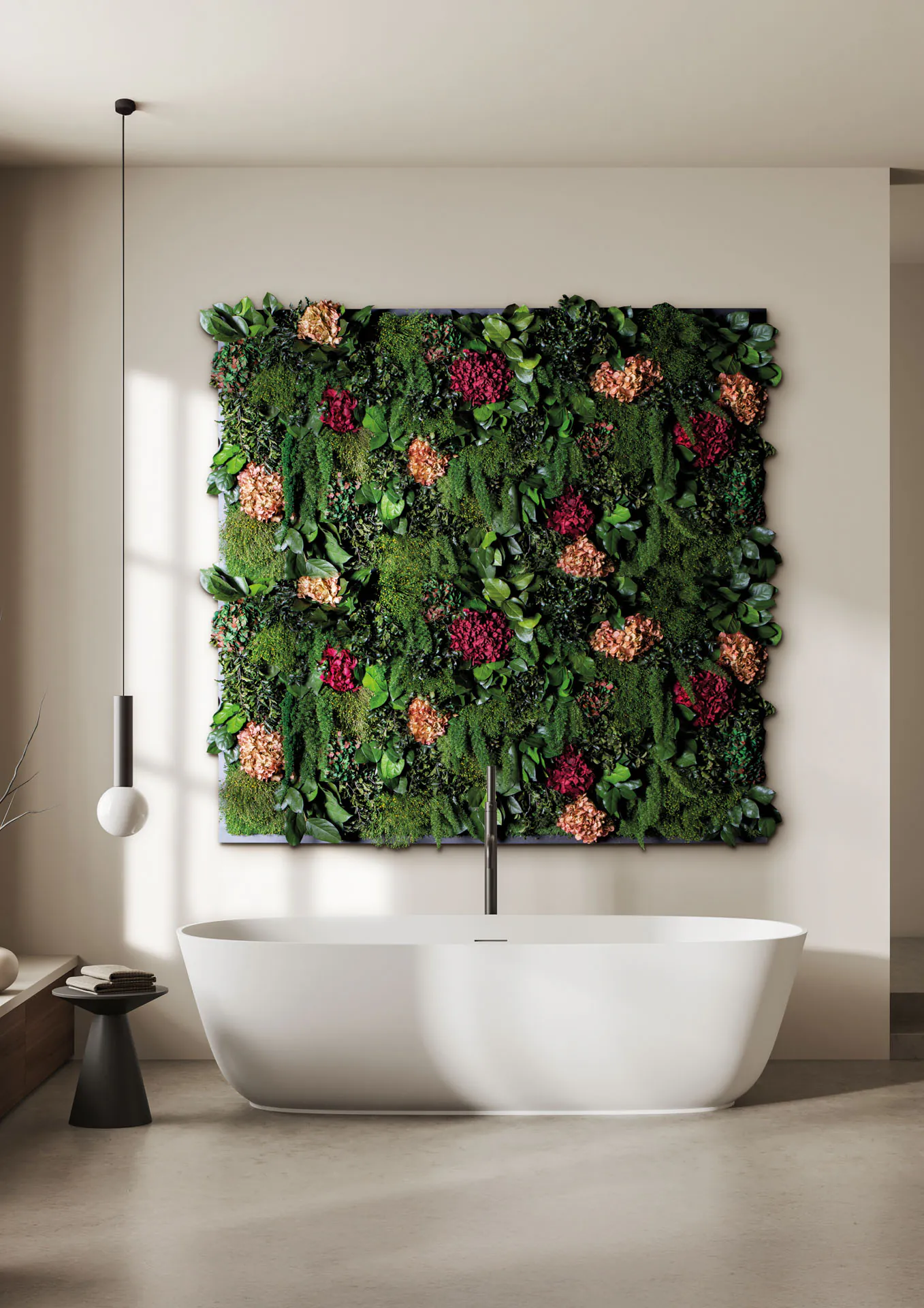 Blumenwand Spa Badezimmer Luxus — Wandbegrünung von MOOSMOOS