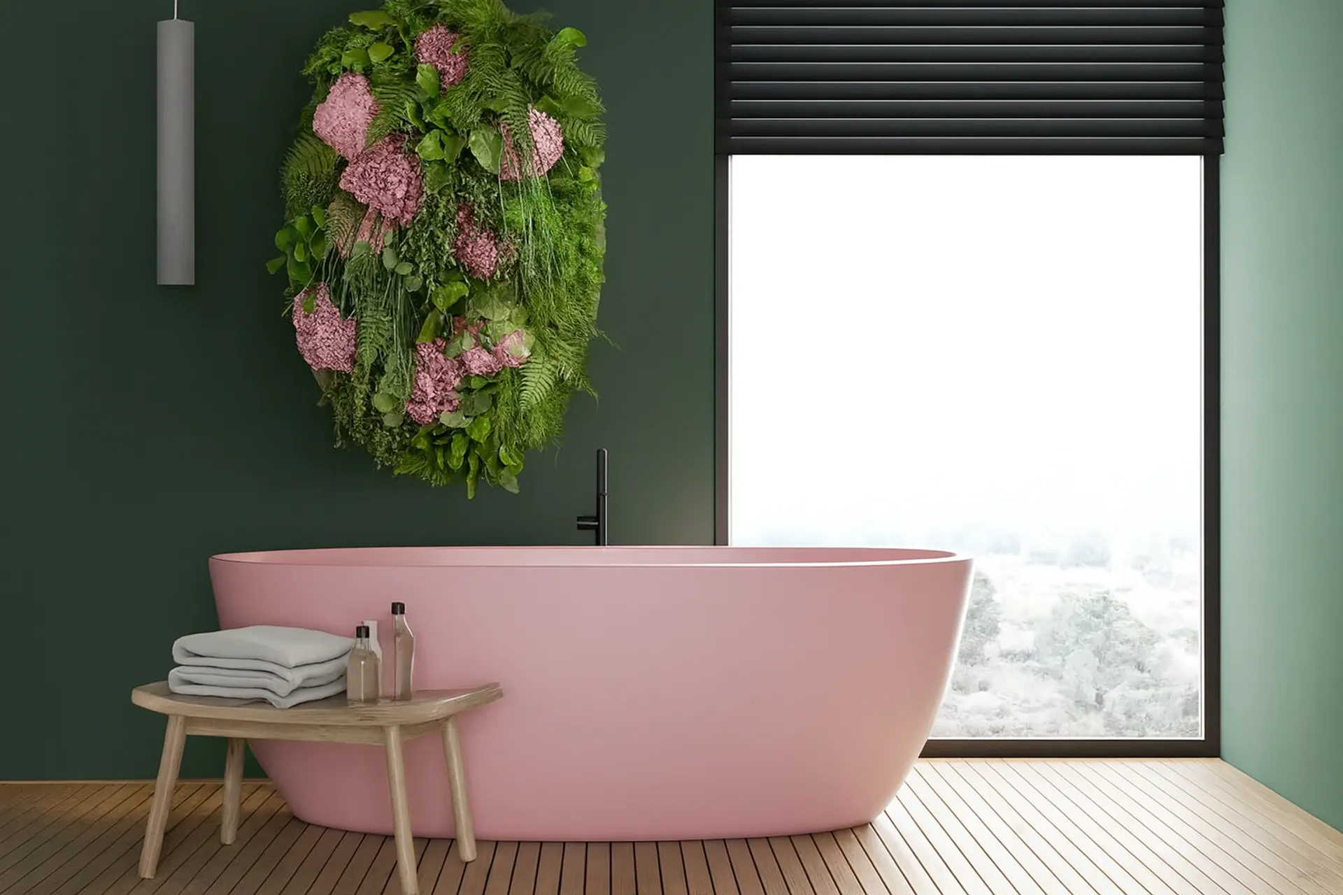 Blumenwand Spa Badezimmer Wellness — Wandbegrünung von MOOSMOOS