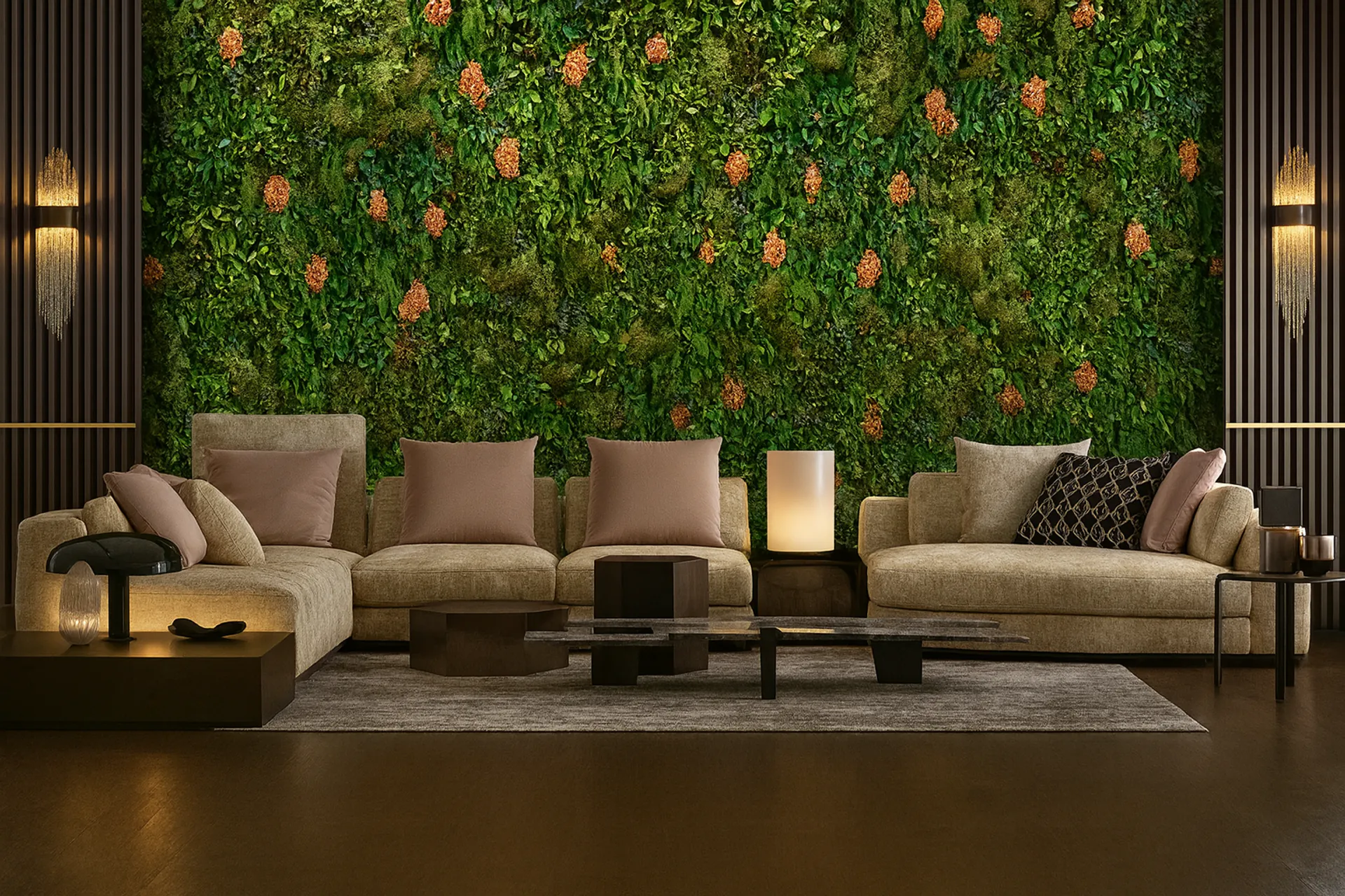 Blumenwand Wohnzimmer Moderne Einrichtung — Wandbegrünung von MOOSMOOS