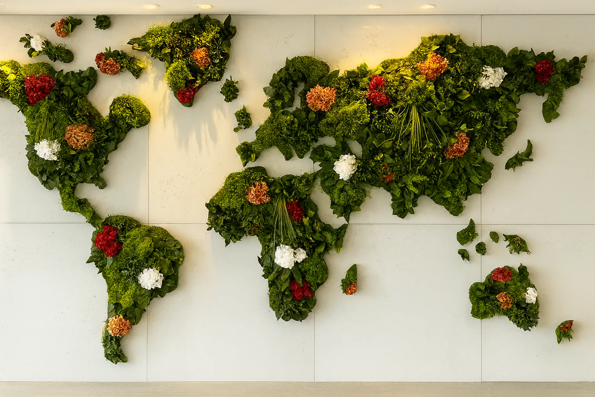 Botanical Sky Weltkarteninstallation Hängend — Deckenbegrünung von MOOSMOOS