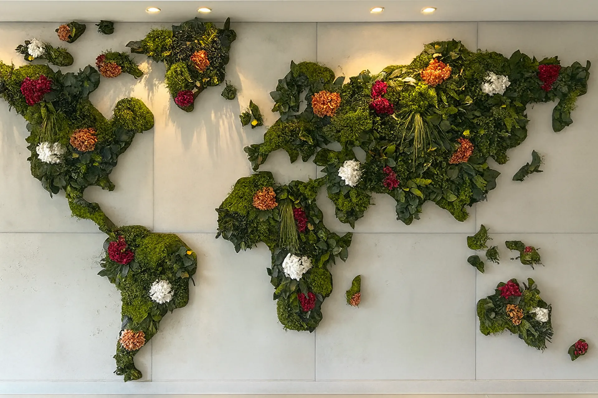 Moosbild Weltkarte Moos Blumen — Moosbilder von MOOSMOOS