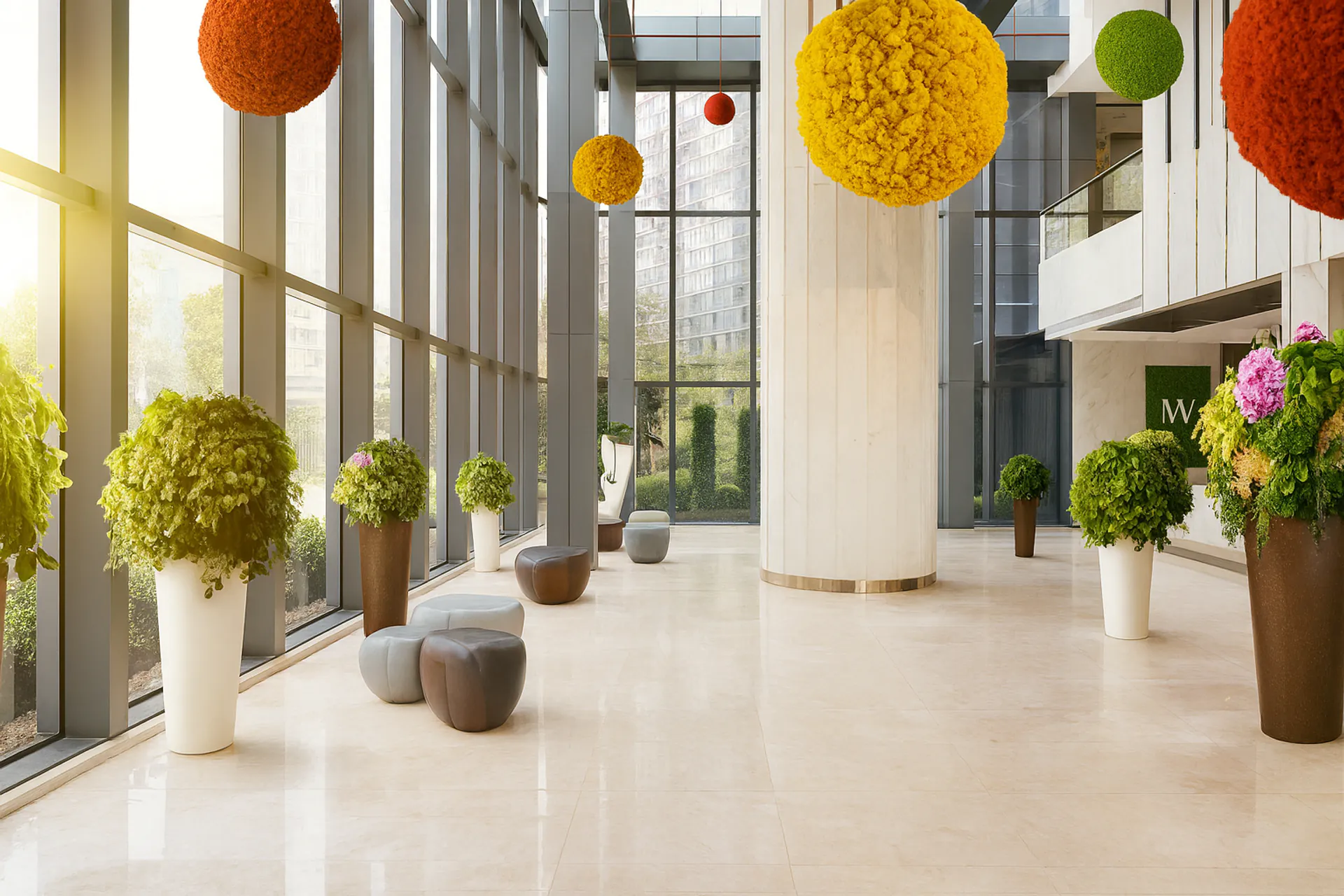 Hanging Garden Moderne Bürolobby Hanging Gardens — Deckenbegrünung von MOOSMOOS