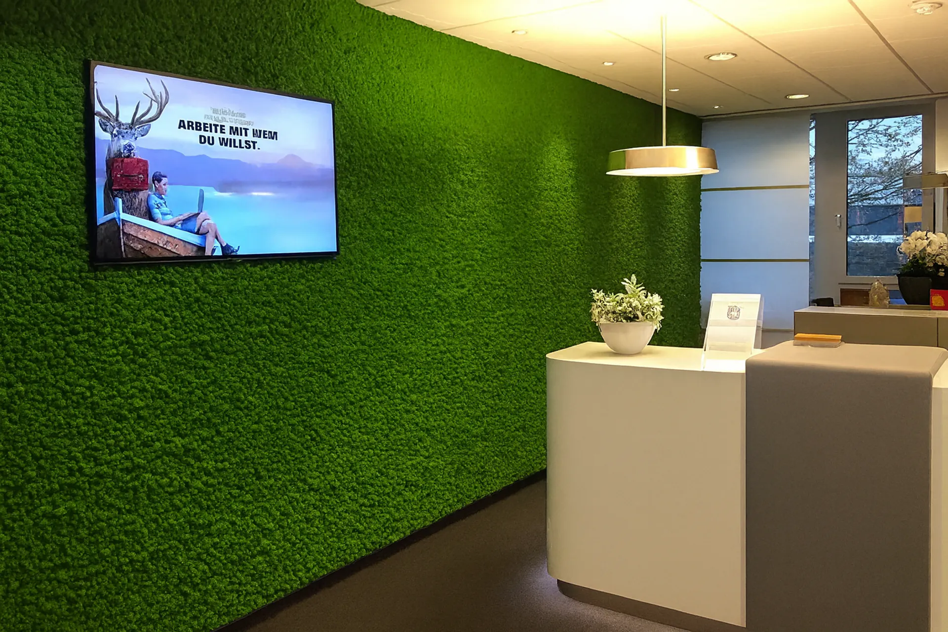 Mooswand Empfang Modern Büro — Wandbegrünung von MOOSMOOS