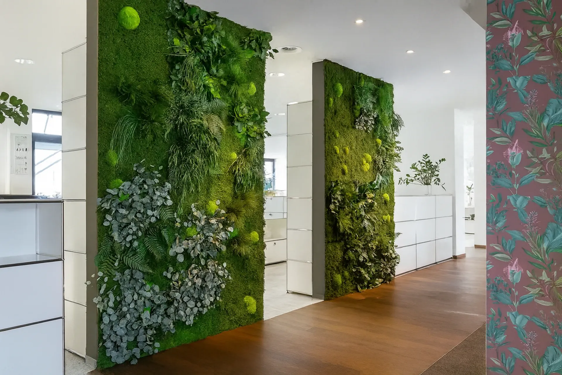 Mooswand Moderne Büroflur — Wandbegrünung von MOOSMOOS