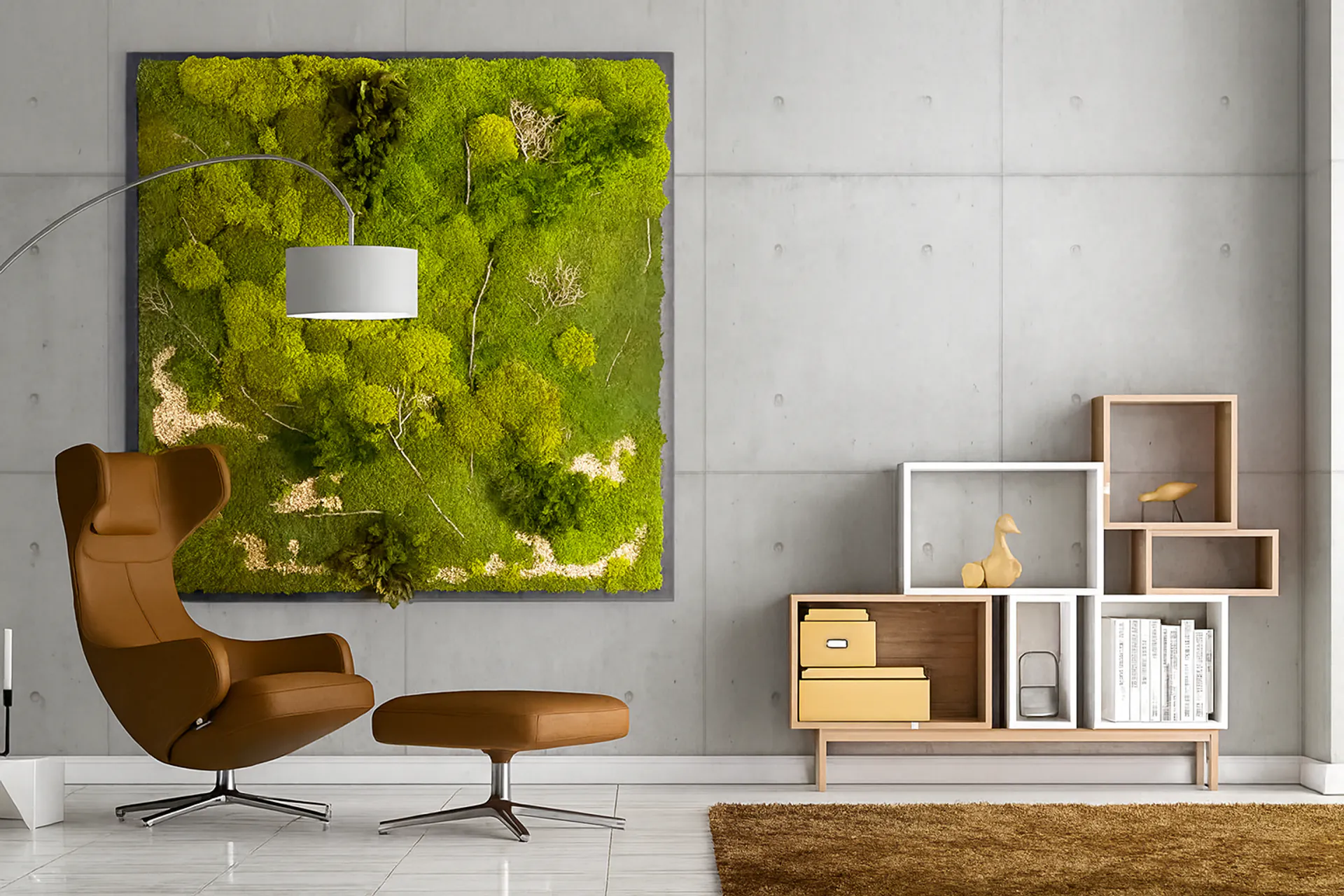 Moosbild Modernes Büro mit Lounge — Moosbilder von MOOSMOOS