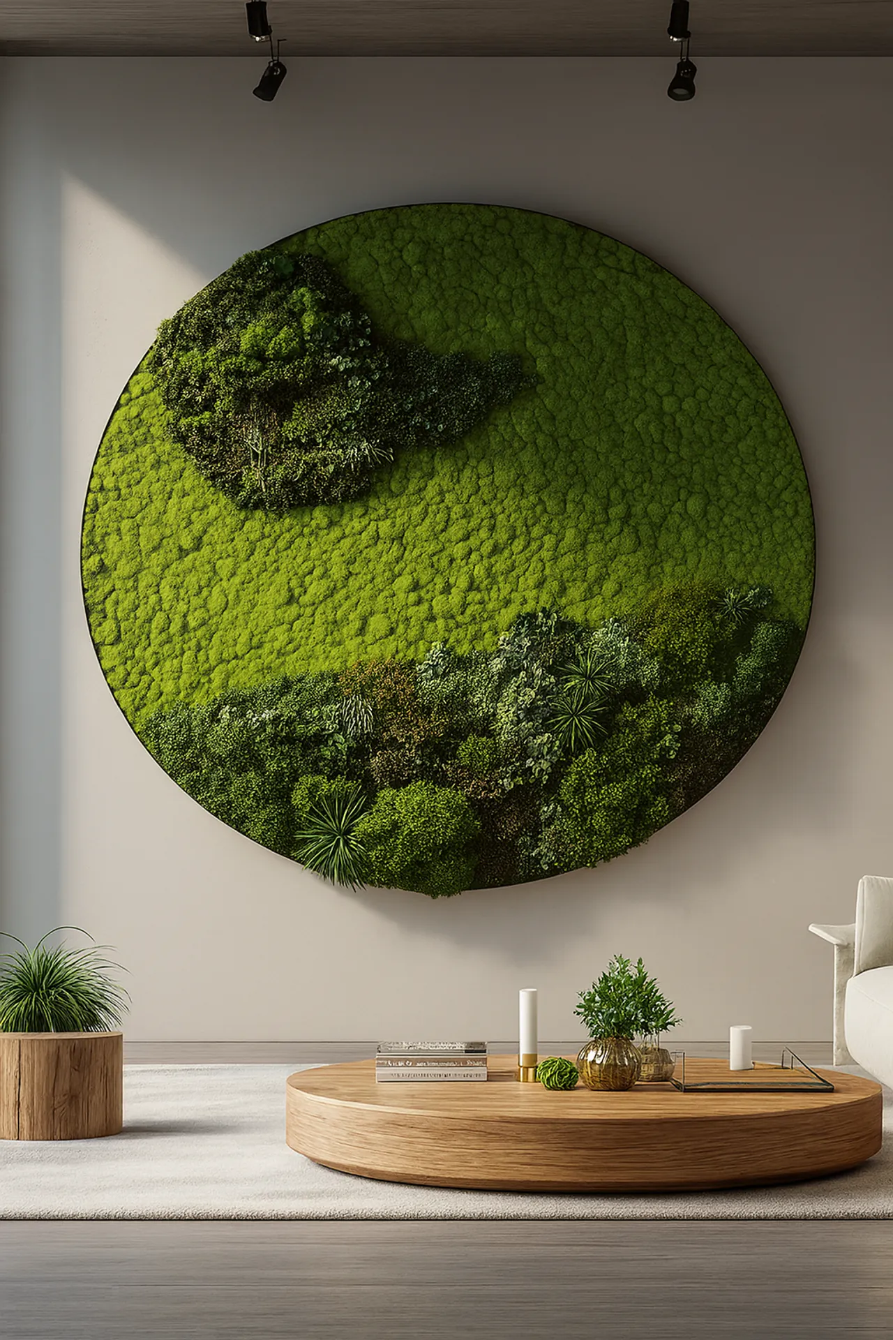 Moosbild Rundes Wohnraum — Moosbilder von MOOSMOOS