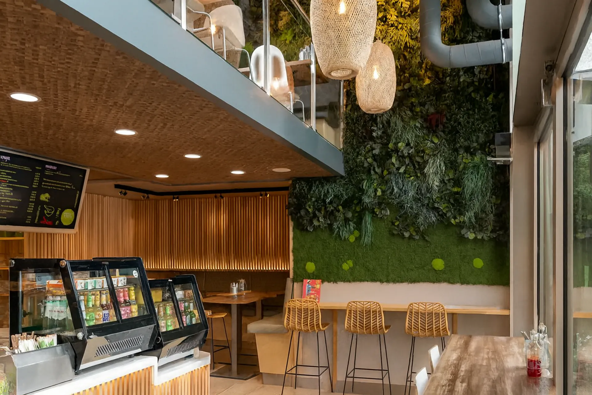 Hanging Garden Cafe Grüne Decke — Deckenbegrünung von MOOSMOOS