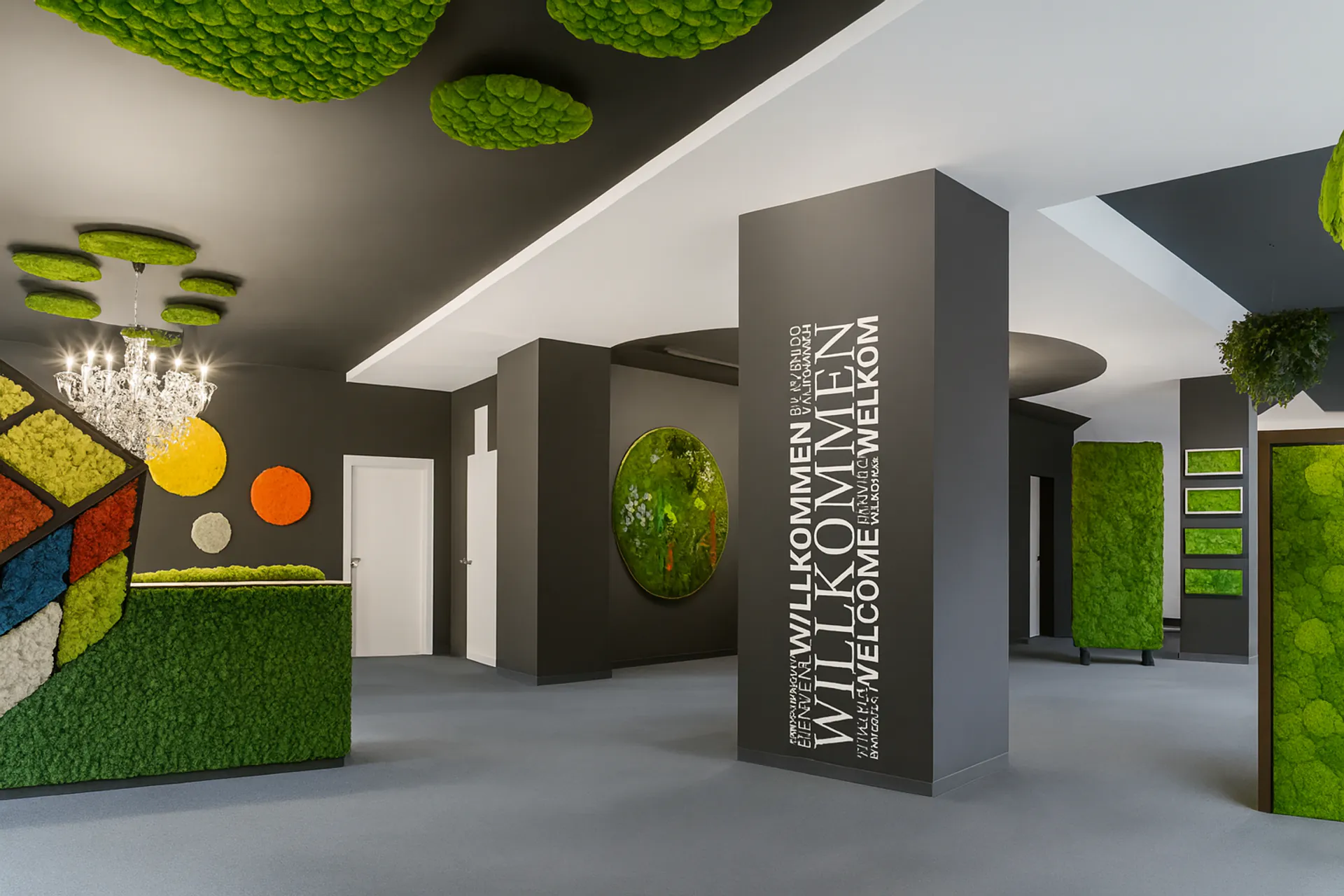 Moosdecke Showroom Moderne Raumgestaltung — Deckenbegrünung von MOOSMOOS