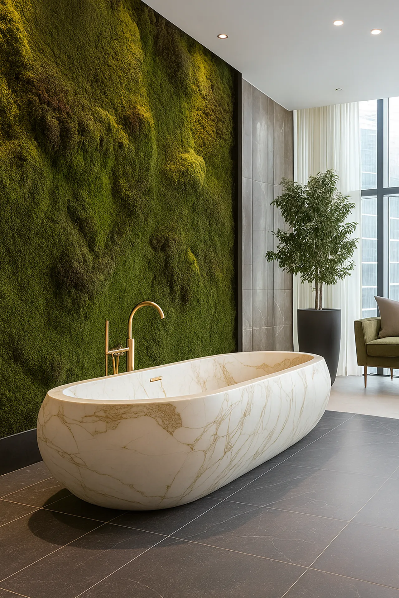 Mooswand Badezimmer Luxus Hotel — Wandbegrünung von MOOSMOOS