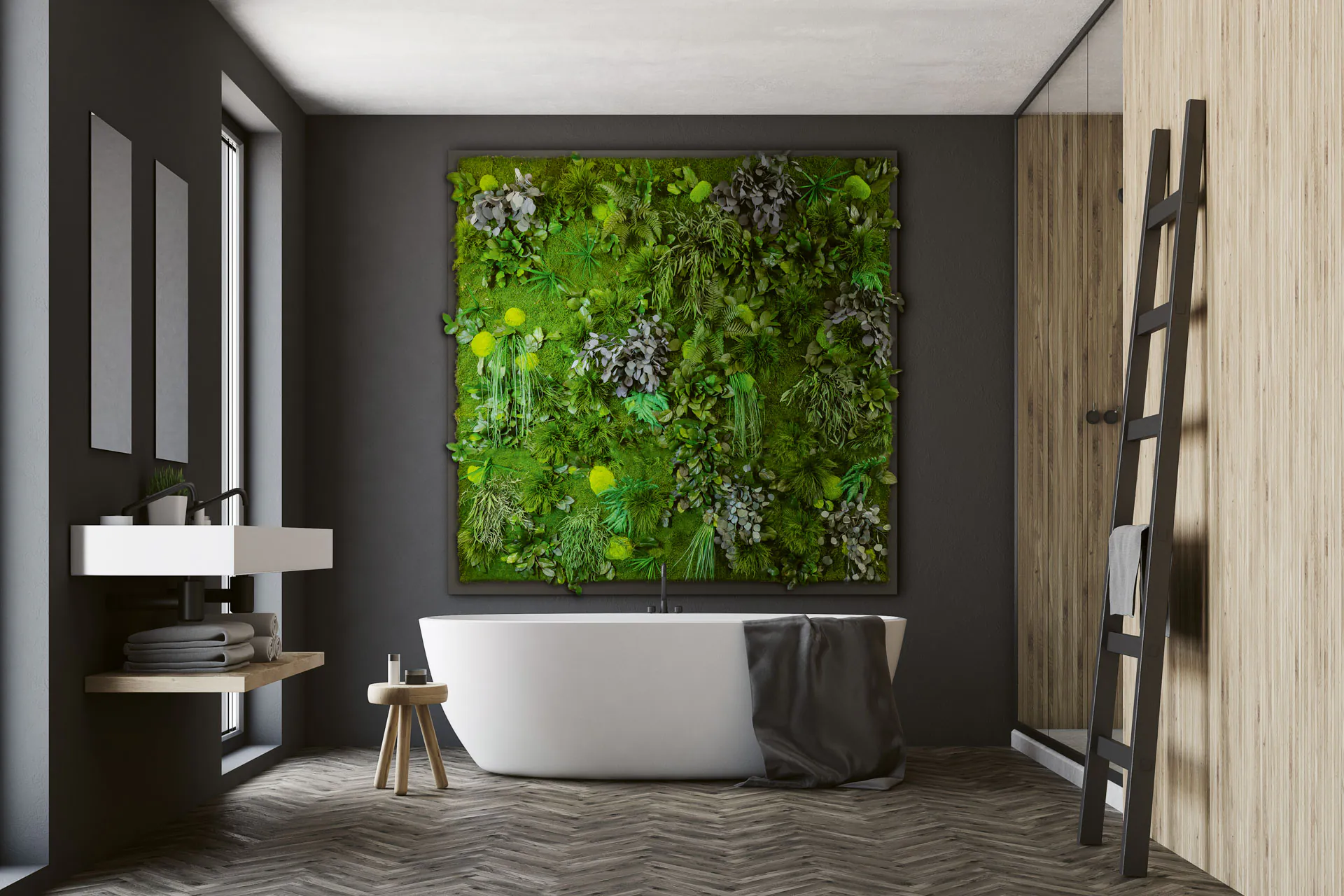 Mooswand Badezimmer Wellness Spa — Wandbegrünung von MOOSMOOS