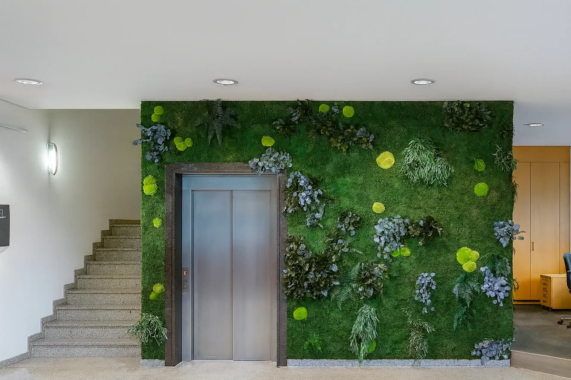 Mooswand Büro Empfang Aufzug — Wandbegrünung von MOOSMOOS