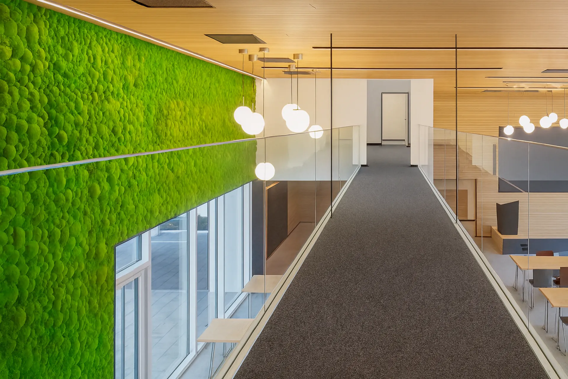 Mooswand Büro Flur Modernes Design — Wandbegrünung von MOOSMOOS