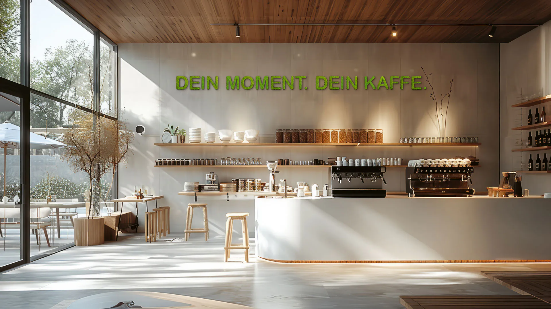 Mooswand Kaffeebar Moderne Gastronomie — Wandbegrünung von MOOSMOOS