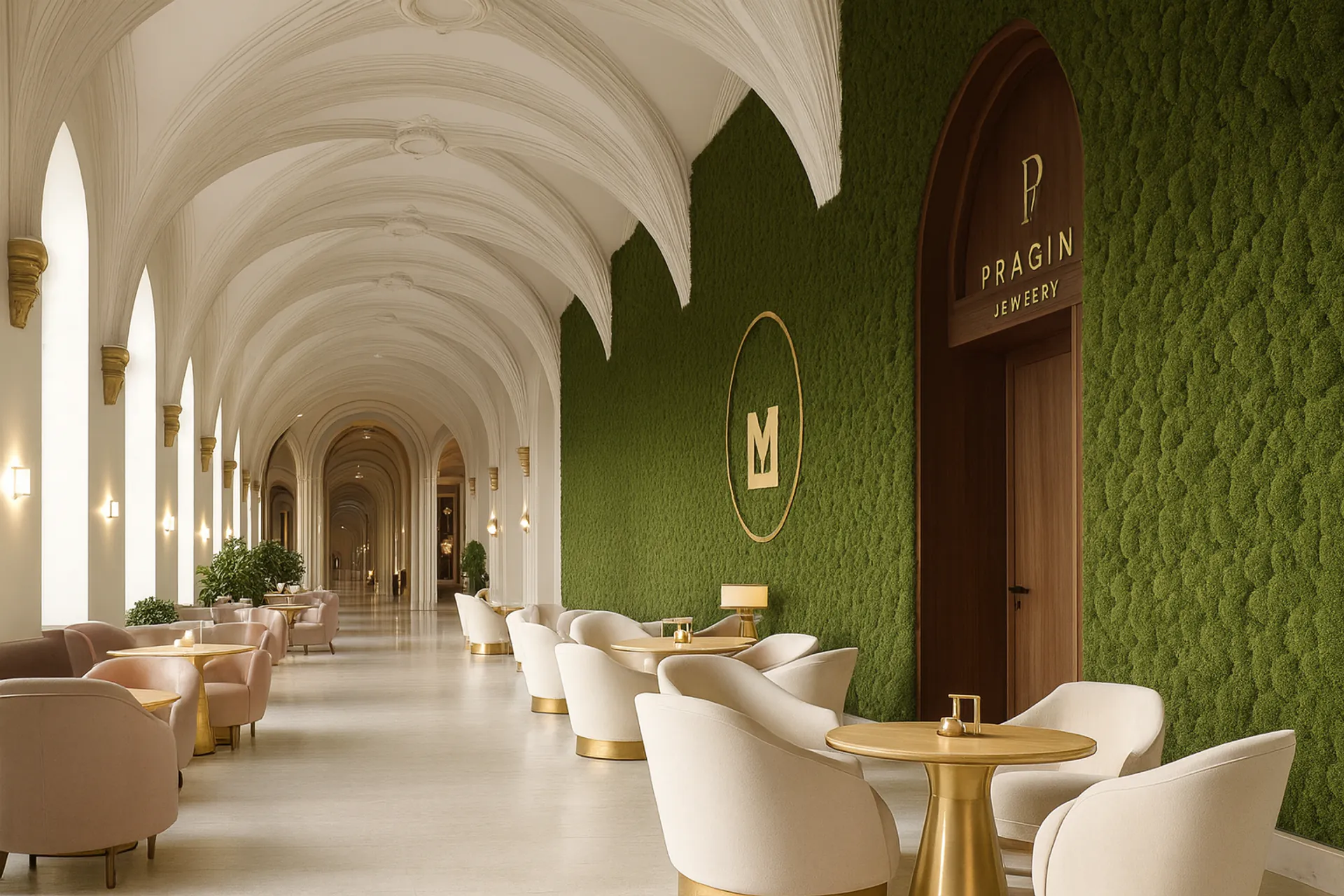 Mooswand Luxus Korridor Hotel Empfang — Wandbegrünung von MOOSMOOS