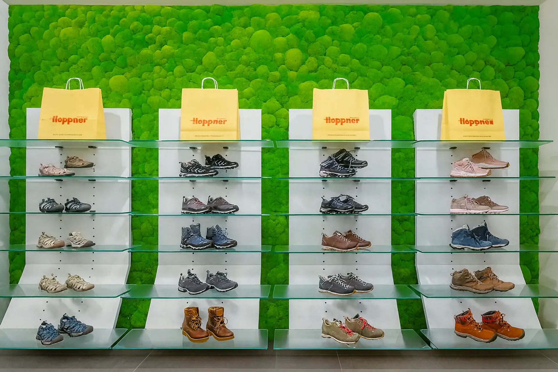 Mooswand Schuhgeschäft Showroom Display — Wandbegrünung von MOOSMOOS