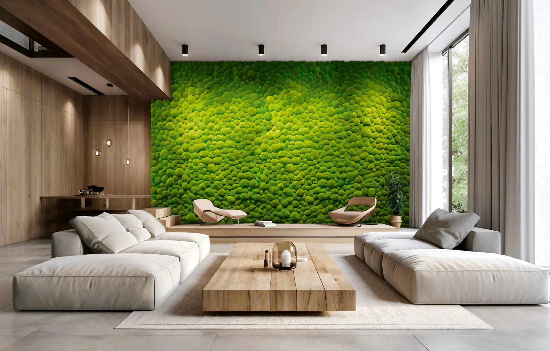 Mooswand Wohnzimmer Moderne Oase — Wandbegrünung von MOOSMOOS