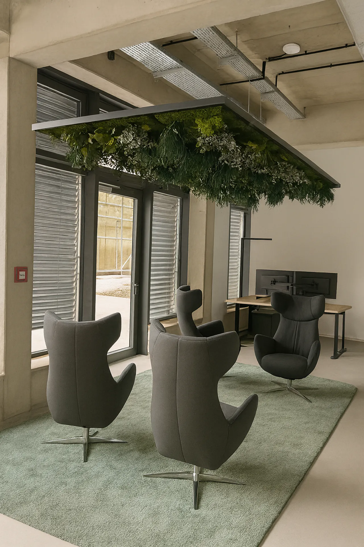 Botanical Sky Loungebereich Büro Grüne Decke — Deckenbegrünung von MOOSMOOS