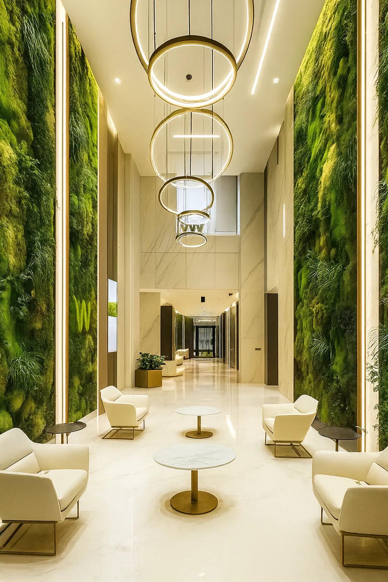 Mooswand Moderne Hotellobby Empfang — Wandbegrünung von MOOSMOOS