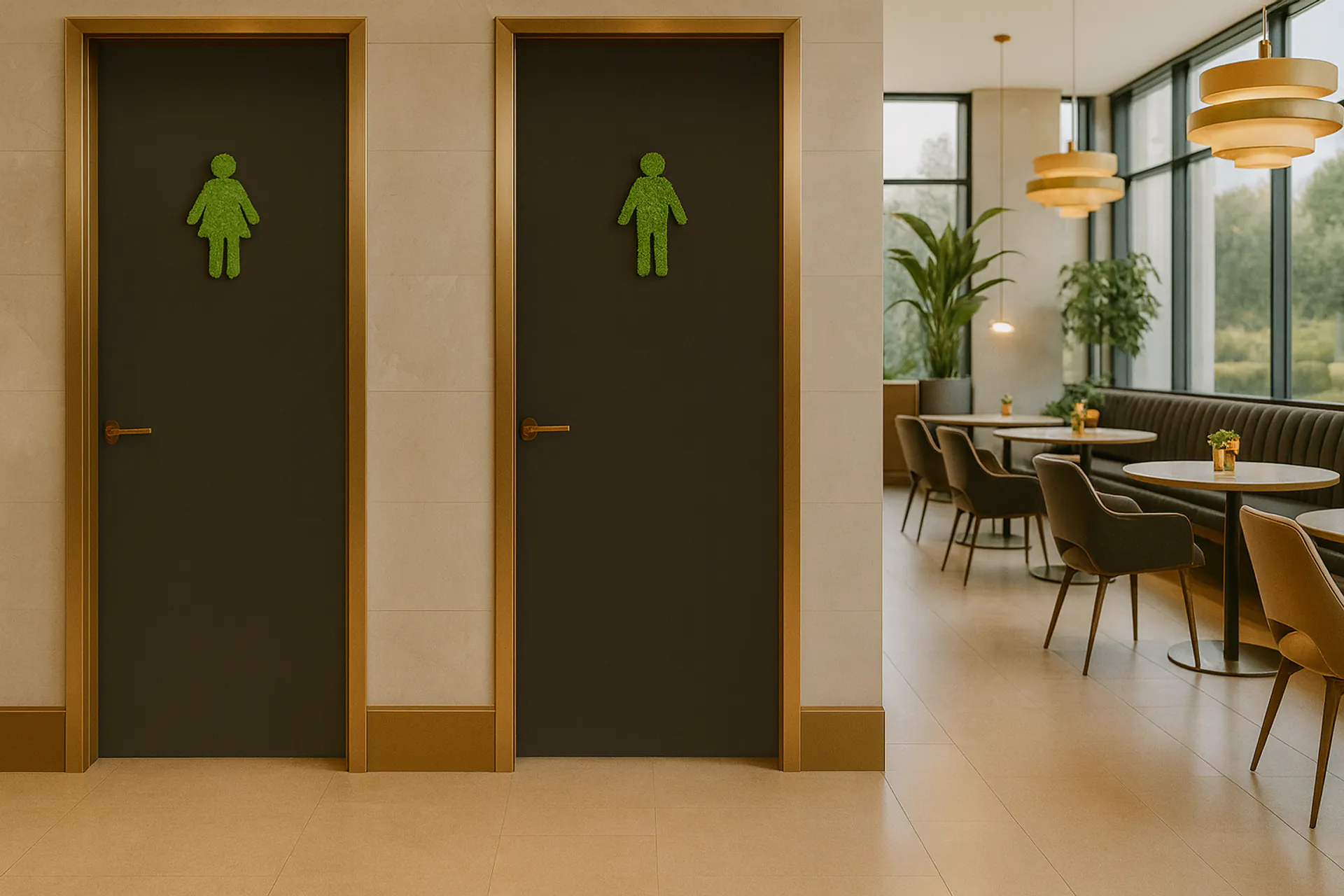 Mooswand Moderne Toilettenanlage Büro — Wandbegrünung von MOOSMOOS