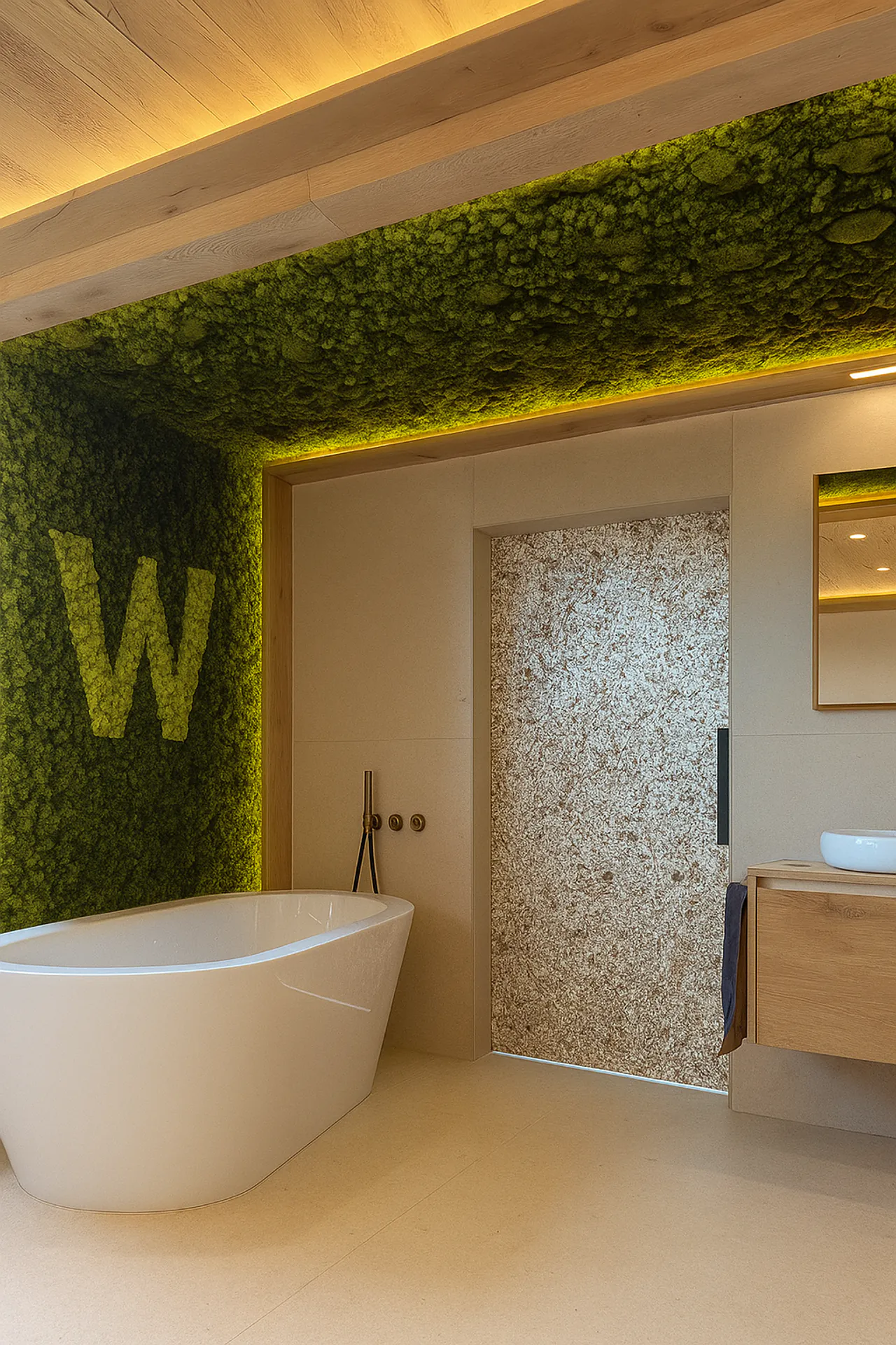 Mooswand Badezimmer Hotel Luxus — Wandbegrünung von MOOSMOOS