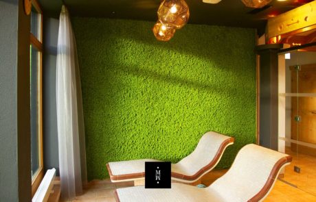 Mooswand aus Islandmoos Wellnessbereich
