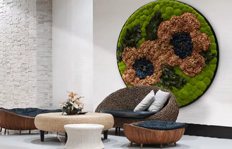 großes rundes Blumenmoosbild