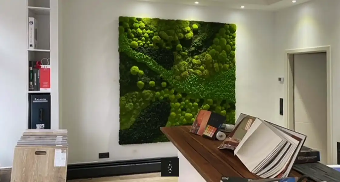 a green wall with a book on it